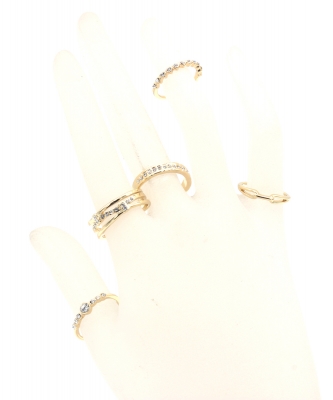5Pcs  Rhinestone Ring Set  RZ300122 GOLD CL